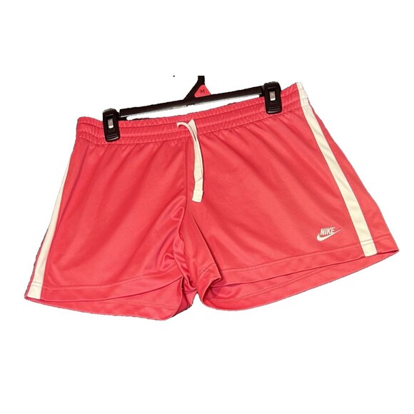 Nike Shorts Womens Medium Pink FitDry White Side Panel Drawstring Gym Sporty - Picture 1 of 10
